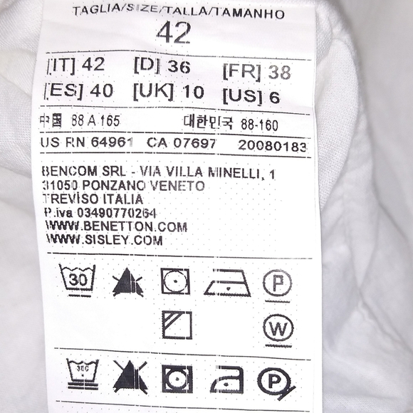 Stile Benetton | White Button Front Jacket Sz 6 - Picture 5 of 5